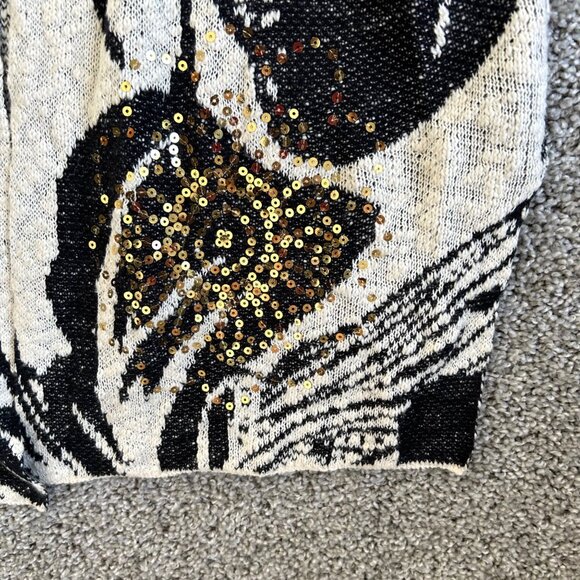 Desigual Womens Sz M Floral Open Front Mykonos Cardigan With Gold Sequin Accents - Picture 3 of 15